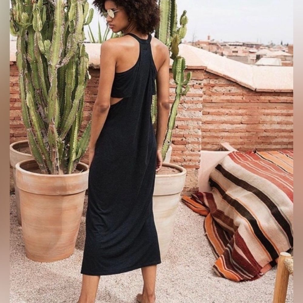 Sweaty Betty Holistic Sleeveless charcoal gray maxi dress size small